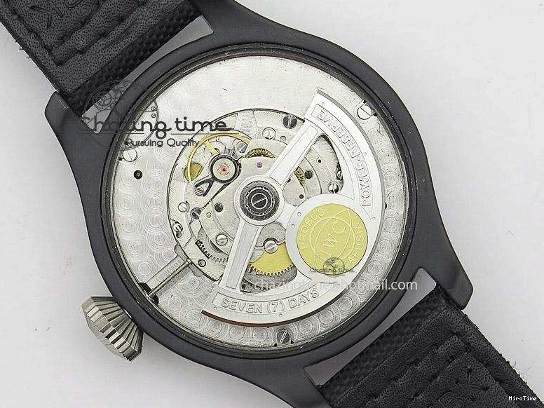 MIROTIME 0107 Durable Big Pilot 5019 Ceramic Case Black Dial Green Markers Asian 23J 7396